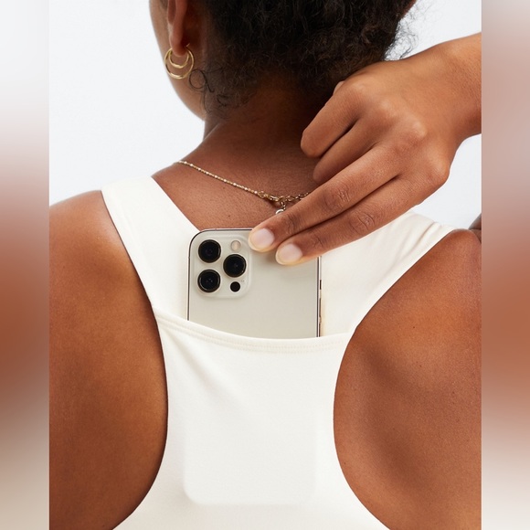 Fabletics On-The-Go Built-In Bra Dress vneck Women’s Large ivory pullover - Picture 9 of 10